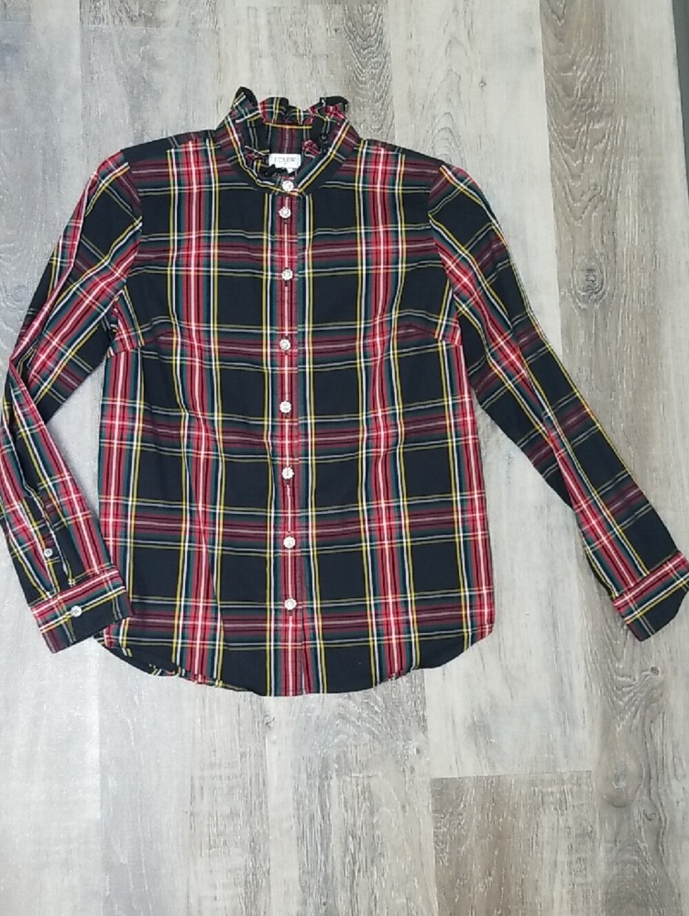 J. Crew Black, Red and Yellow Plaid Christmas Button-Down Shirt